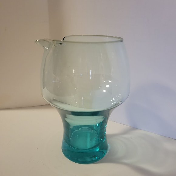 Vintage Sasaki Harmony Aqua Martini Cocktail Blown Glass Pitcher - Picture 1 of 3
